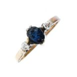 9ct sapphire and diamond ring, size N½, 1.9g gross approx Condition: