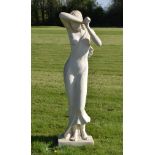 Large moulded plastic or resin figure of a maiden, simulated white marble, 155cm high Condition: