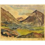Arthur Hay - Watercolour - 'The Red Cuillins, Skye, and Sligachan', signed and titled beneath, 22.