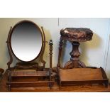 Assorted collectables to include; Victorian piano stool, swing dressing mirror, two bookstands,