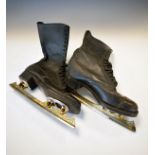 Pair of vintage leather ice skates Condition: