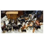 Large collection of pottery horse ornaments, gypsy caravan, dogs etc Condition: