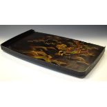 19th Century Japanese lacquered rectangular tray decorated with a bird amongst foliage Condition: