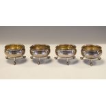 Set of four Continental white metal salts, each stamped Heinze .800, 6toz approx Condition: