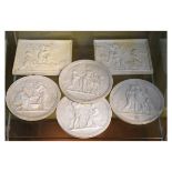 Six Royal Copenhagen white bisque Eneret plaques, each having typical classical decoration