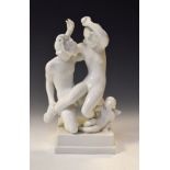 Dahl Jensen Copenhagen white glazed figure group - Satyr with Nymph and Cherub Condition: