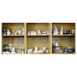 Large quantity of decorative ceramic tableware, figures etc (six shelves) Condition: