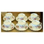 Six Royal Crown Derby cups and saucers decorated with the Derby Posies pattern Condition: