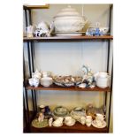 Quantity of decorative ceramics, tableware etc (three shelves) Condition: