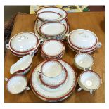 Aynsley dinner service having gilt and red banded decoration