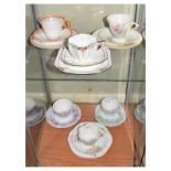 Group of Shelley trios of cup,saucer and plate to include; three in Art Deco style (18)