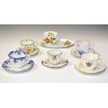 Six various Shelley cups and saucers