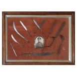 Framed montage comprising a vintage military photographic portrait with horseshoe surround and