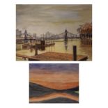 George.W. Findlay - Watercolour - Hammersmith Bridge, 28.5cm x 36cm, together with Roy Davidson -