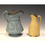 Two mid 19th Century relief-moulded stoneware flagons, the first by T. & R. Boote modelled with