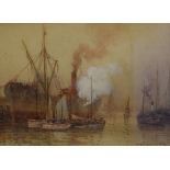 Arthur White (early 20th Century) - Watercolour - Shipping scene with fishing boat and other