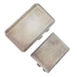 George V silver cigarette case, Chester 1927 and a similar match-case, Chester 1929, 2.9toz