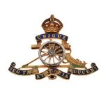 Royal Artillery diamond set and enamel decorated regimental brooch having revolving wheel, stamped