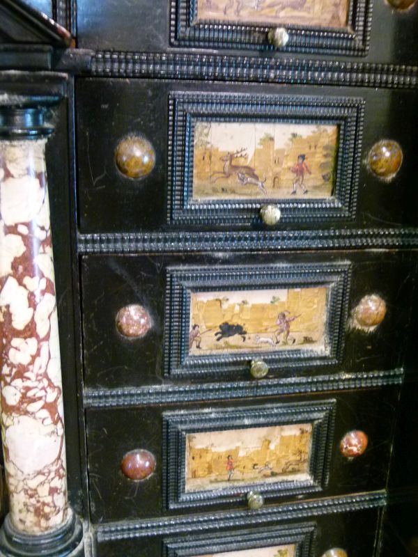 Good 19th Century Italian ebonised, pietra dura and pietra paesina-inlaid cabinet on stand, the - Bild 14 aus 14