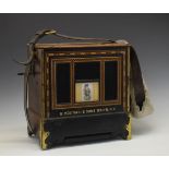 Rare early 20th Century American inlaid oak and ebonised barrel organ musical box, G.Molinari & Sons