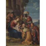 19th Century Flemish School, - Oil on copper - The Adoration Of The Magi, unsigned, 29cm x 21.75cm