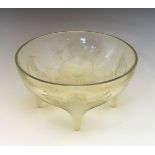 Lalique opalescent glass 'Lys' bowl, etched mark and number 382, 23.75cm diameter Condition: Some