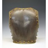 19th Century Cavalry backplate, steel with brass border and raised brass stud decoration