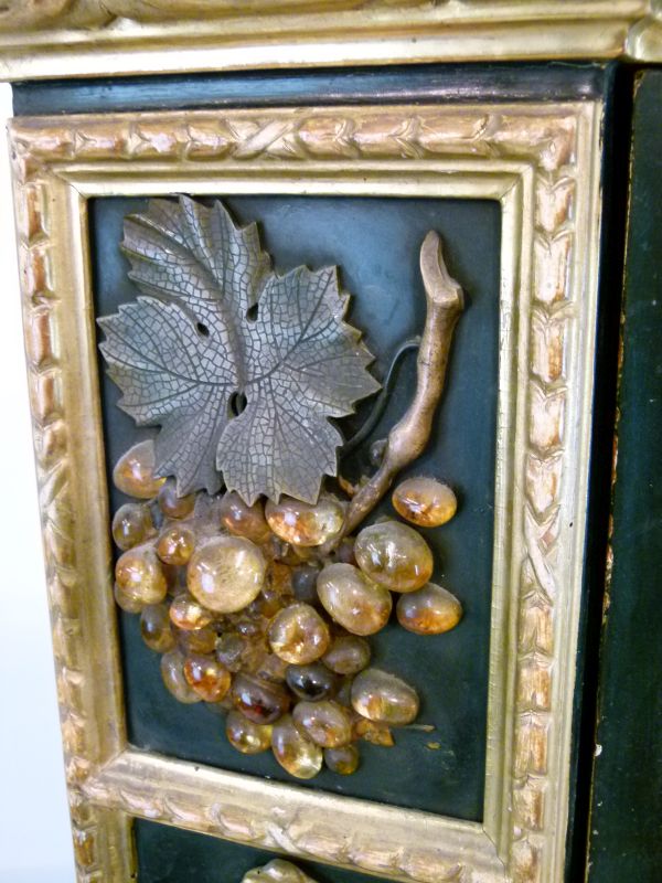 19th Century Italian ebonised, parcel gilt and pietra dura corner cabinet of serpentine-fronted - Bild 6 aus 14
