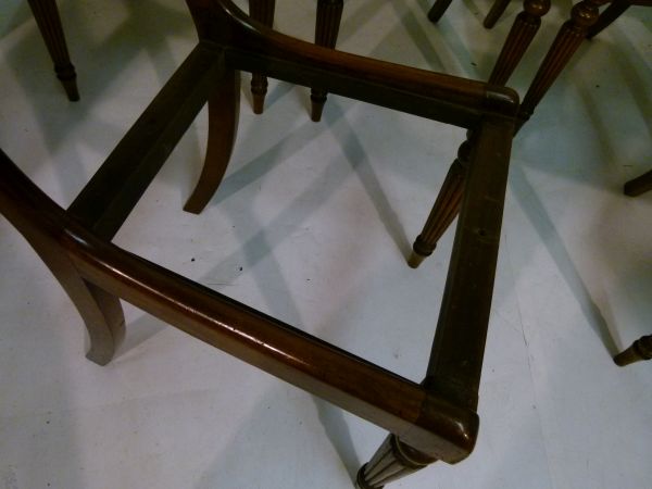 Set of six Regency/George IV rosewood dining chairs, each having panelled figured top rail over - Bild 11 aus 14