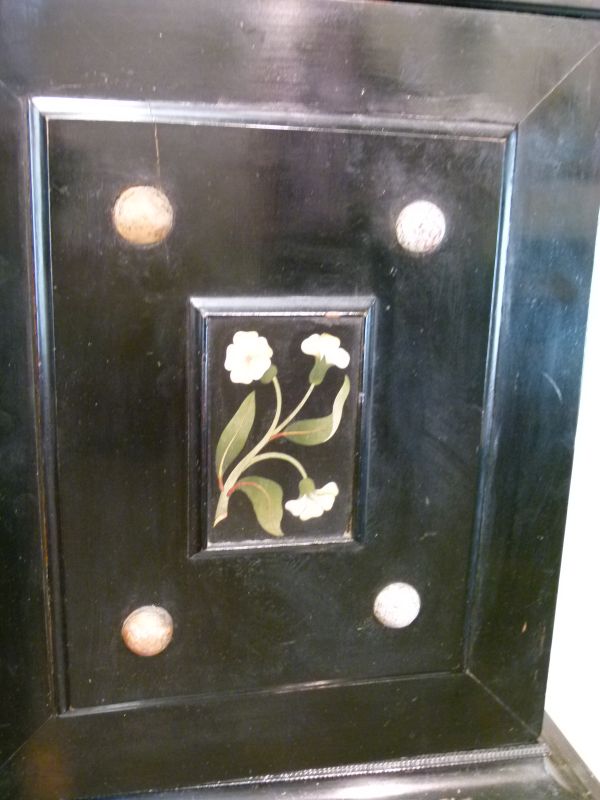 Good 19th Century Italian ebonised, pietra dura and pietra paesina-inlaid cabinet on stand, the - Bild 10 aus 14