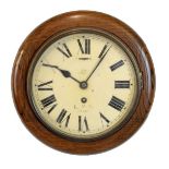 Railway Interest - Early 20th Century oak wall clock, the 8" cream Roman dial inscribed L.M.S