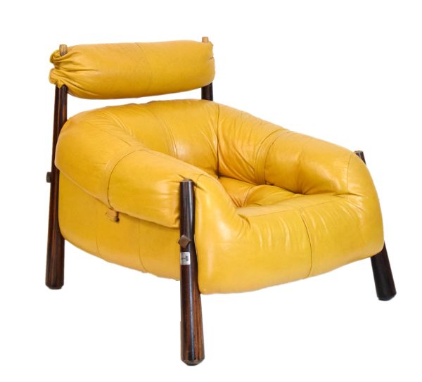 Modern Design - Percival Lafer (Brazilian) circa 1970s rosewood and yellow leather easy chair with