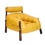 Modern Design - Percival Lafer (Brazilian) circa 1970s rosewood and yellow leather easy chair with