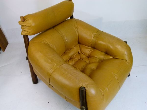 Modern Design - Percival Lafer (Brazilian) circa 1970s rosewood and yellow leather easy chair with - Bild 8 aus 14