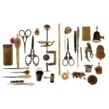 Collection of mainly late 19th and early 20th Century sewing requisites, including; tape measures,