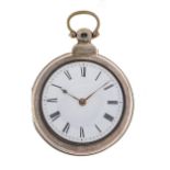 Anonymous - Silver pair cased pocket watch, London 1858, unsigned, key wound, verge escapement,