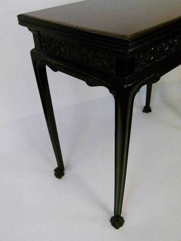 Early 20th Century carved mahogany rectangular fold-over card table, having a finely carved - Bild 4 aus 13