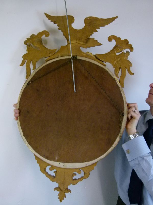 19th Century giltwood convex wall mirror, the circular plate within ebonised reeded surround and - Bild 14 aus 14