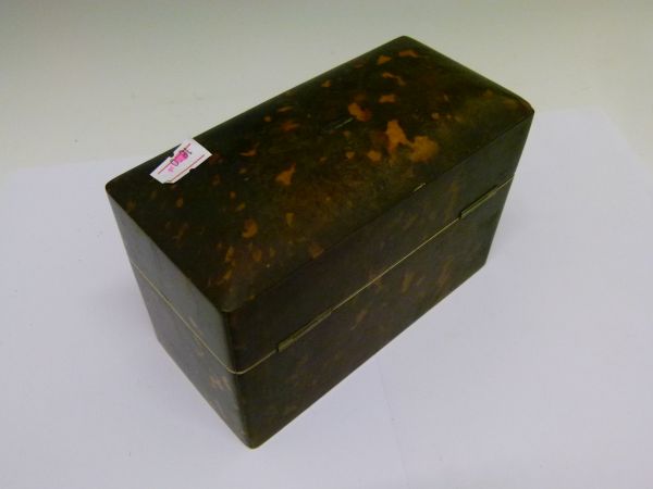 19th Century tortoiseshell veneered box, of rectangular form, the hinged cover opening to reveal a - Bild 6 aus 10