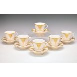 Set of six modern Spode limited edition 'trambleuse' cups and saucers, from The Wallace