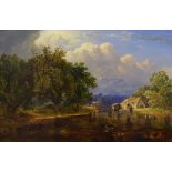 Attributed to John Joseph Barker of Bath (1824-1904), - Oil on panel - A rural landscape with