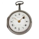 Bordier Genève - Open faced pocket watch, white enamel dial with black Roman numerals, gilt hands,