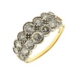 Fourteen stone 18ct gold diamond ring, the brilliant cuts set in two graduated rows, totalling