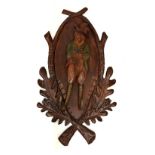 Late 20th Century Black Forest type wall mounted hat/coatrack, formed as an anthropomorphic fox,