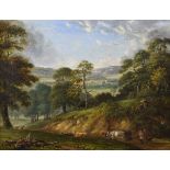John Beckett (1799-1864), - Oil on canvas - View near Dorking, unsigned, inscribed and dated 1846 to