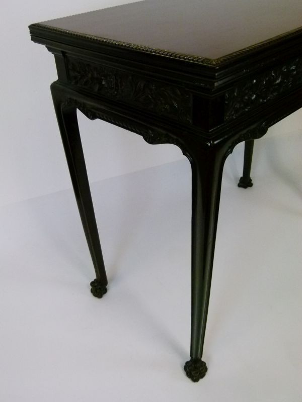 Early 20th Century carved mahogany rectangular fold-over card table, having a finely carved - Bild 2 aus 13