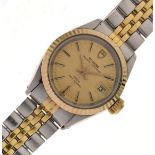 Tudor, Princess Oysterdate two colour automatic bracelet watch, the textured gold coloured dial with