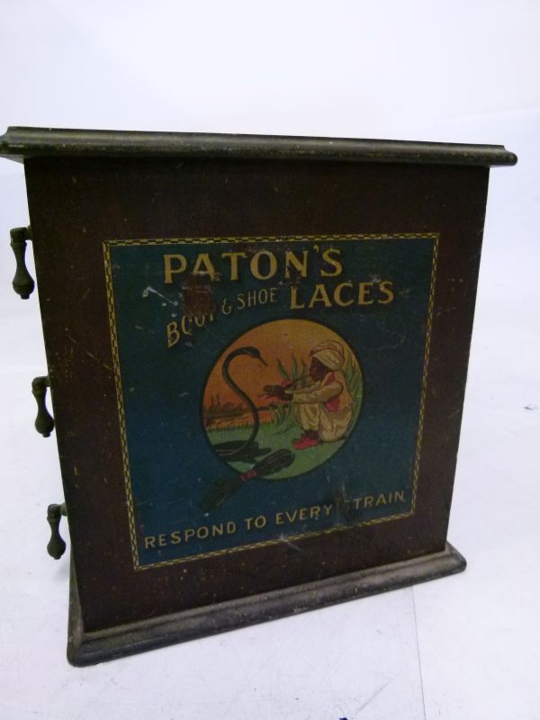 Advertising, - Paton's Boot & Shoe Laces - An early 19th Century stained pine counter top chest, the - Bild 5 aus 11