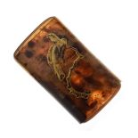 Early 20th Century Japanese tortoiseshell cigar case, having gold lacquered decoration depicting