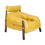 Modern Design - Percival Lafer (Brazilian) circa 1970s rosewood and yellow leather easy chair with
